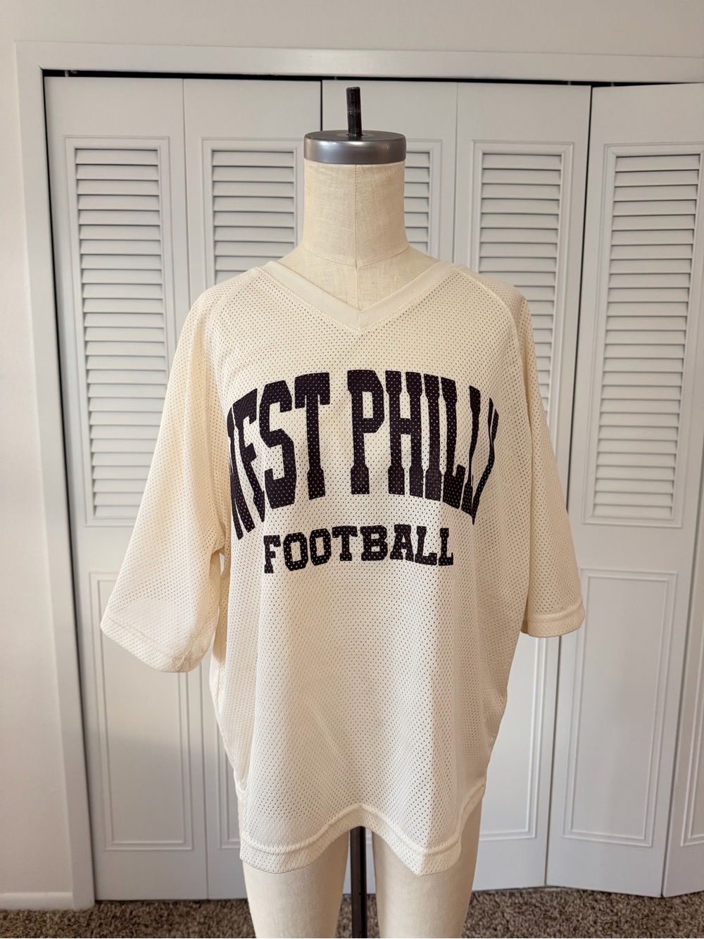 Urban Outfitters Cream Mesh Football Jersey